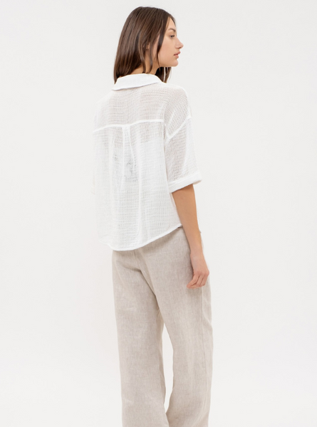 Sheer Knit Button UP