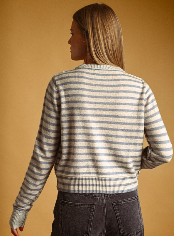 Becca Striped Button Front Cardigan