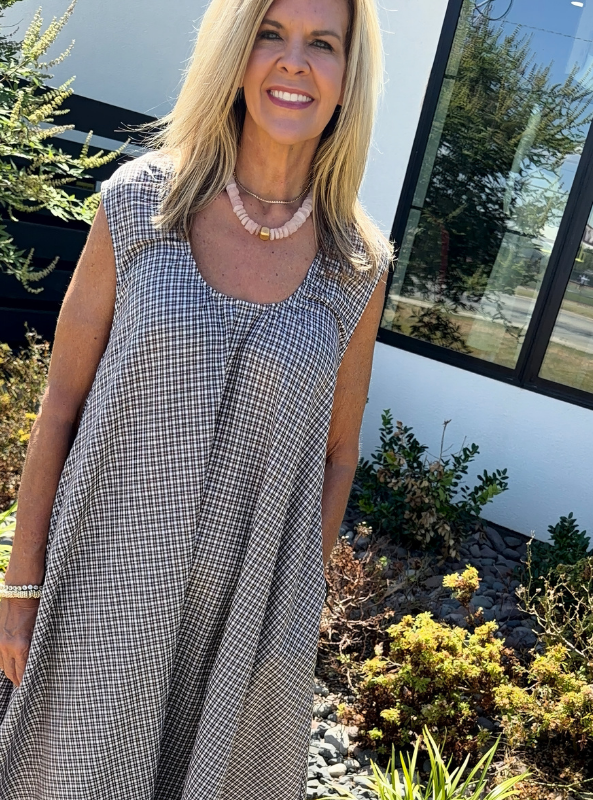 Karlie- Check Scoop Maxi Dress