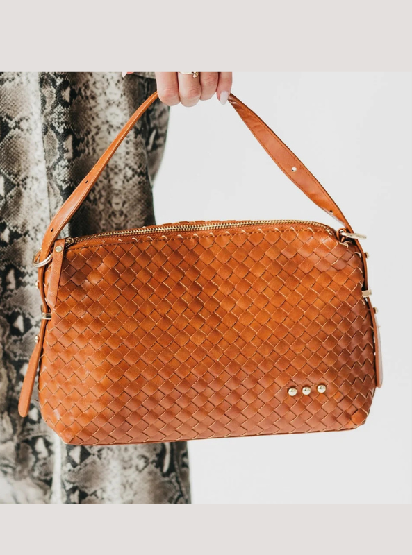 Harper Hobo Woven Shoulder Bag-Brown