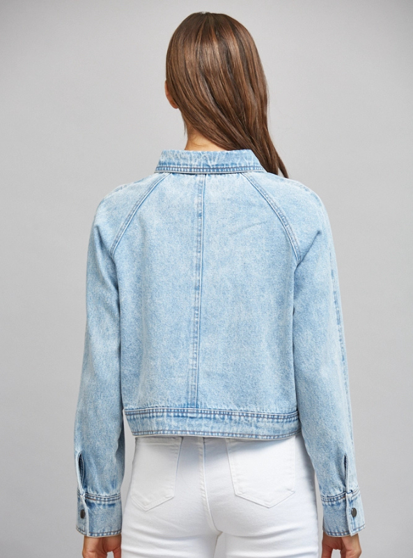 Bran Cropped Denim Jacket-Light Denim