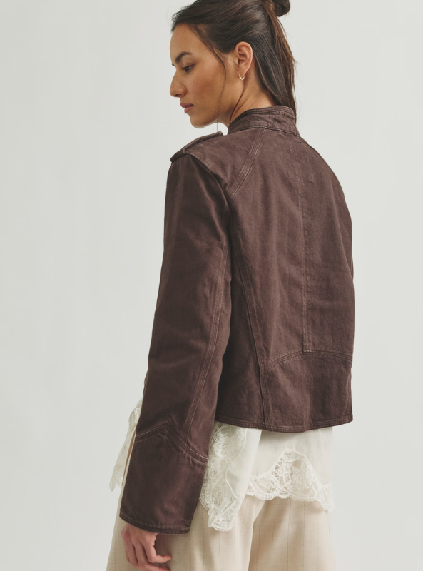 Free People Ryland Band Jacket - Double Espresso