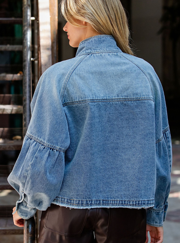 Fallen Balloon Sleeve Denim Jacket