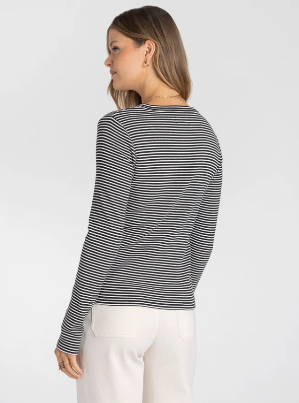 Jess Top - Black Cream Stripe