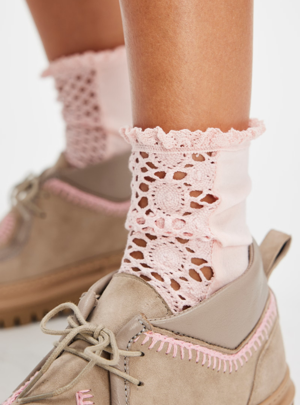 Free People Rubies Crochet Socks - Strawberry
