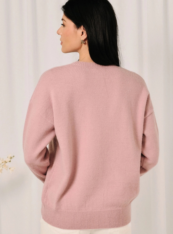 Round Neck Mallard Duck Graphic LS Knit Sweater