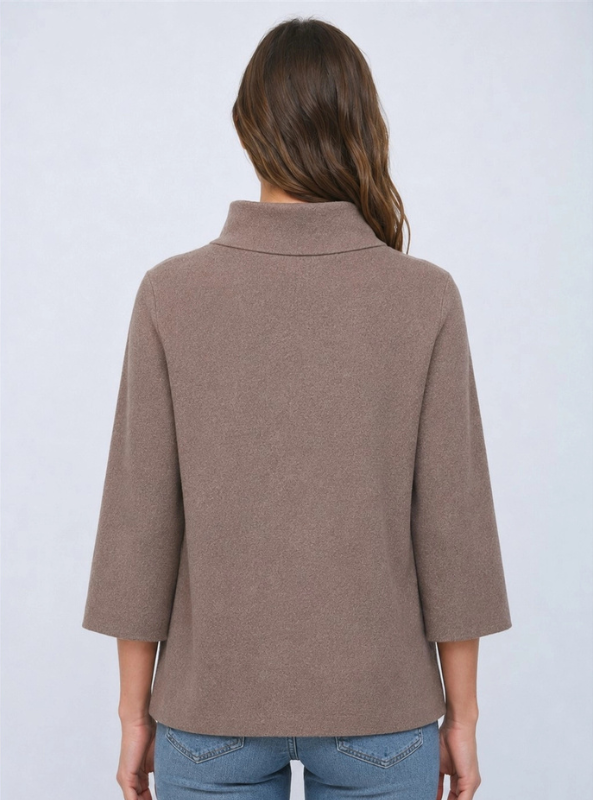 Talia Mock Neck Pull Over Sweater-Dusty Brown