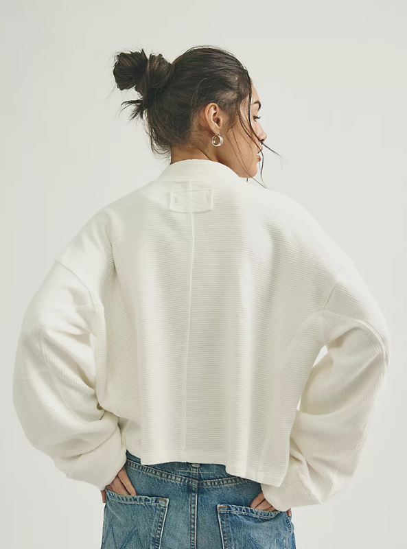 Free People Celeste Quarter Zip - Clean Ivory