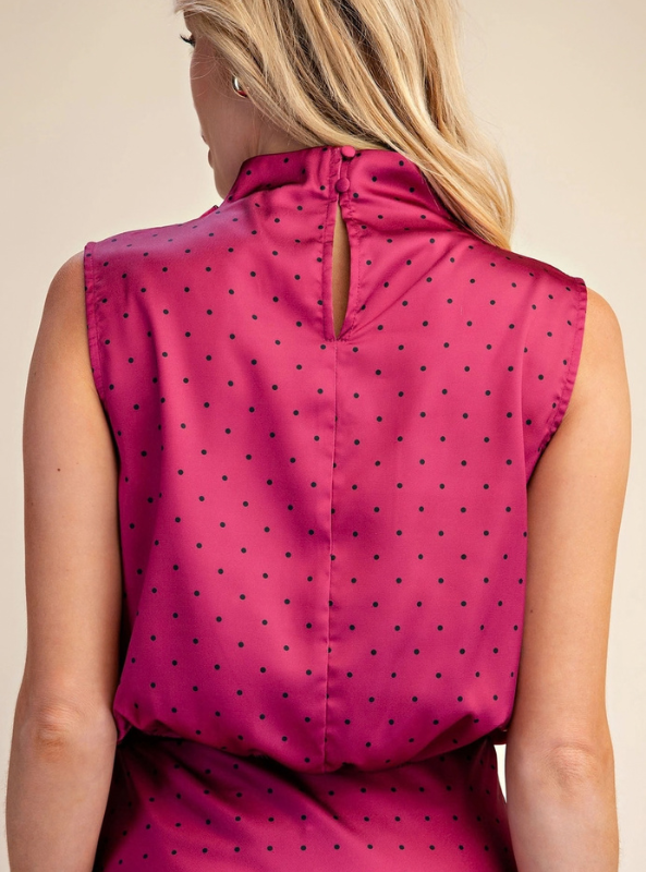 Magenta Polka Dot Top