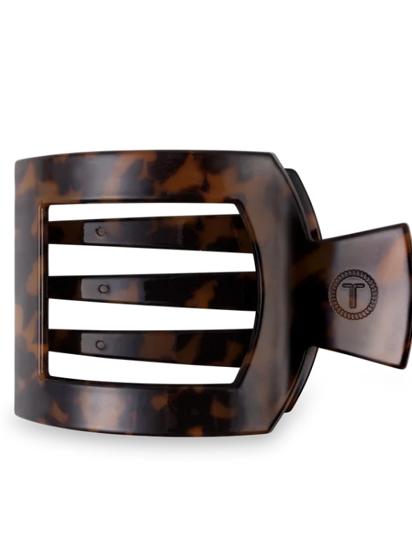 Tortoise Large Flat Square Clip - Tres Chic Boutique