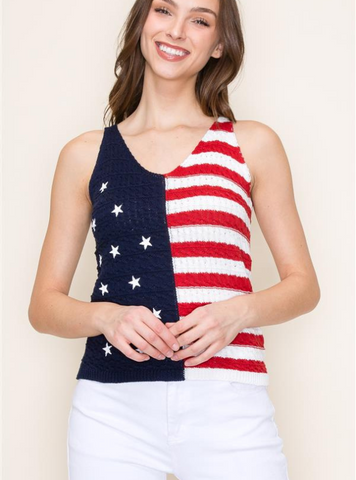 American Flag Tank Sweater