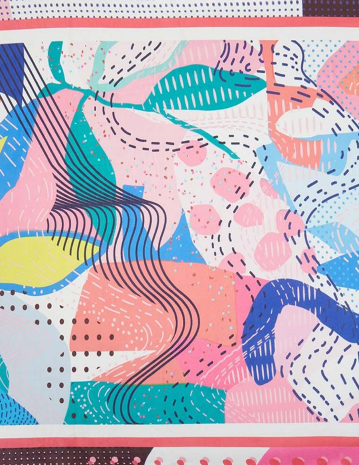 Abstract Collage Print Square Bandana Scarf