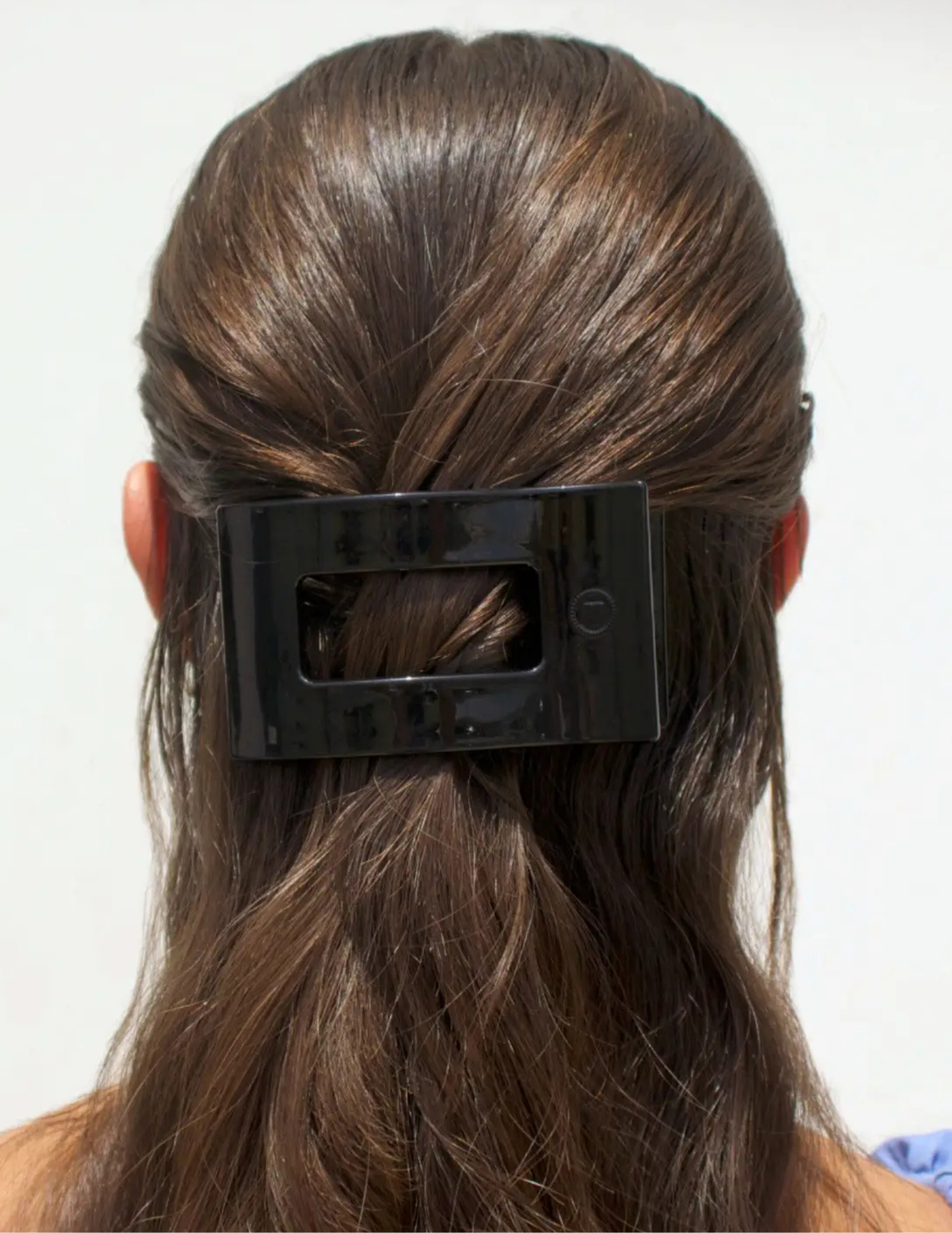 Flat Rectangle Hair Clip - Jet Black - Medium