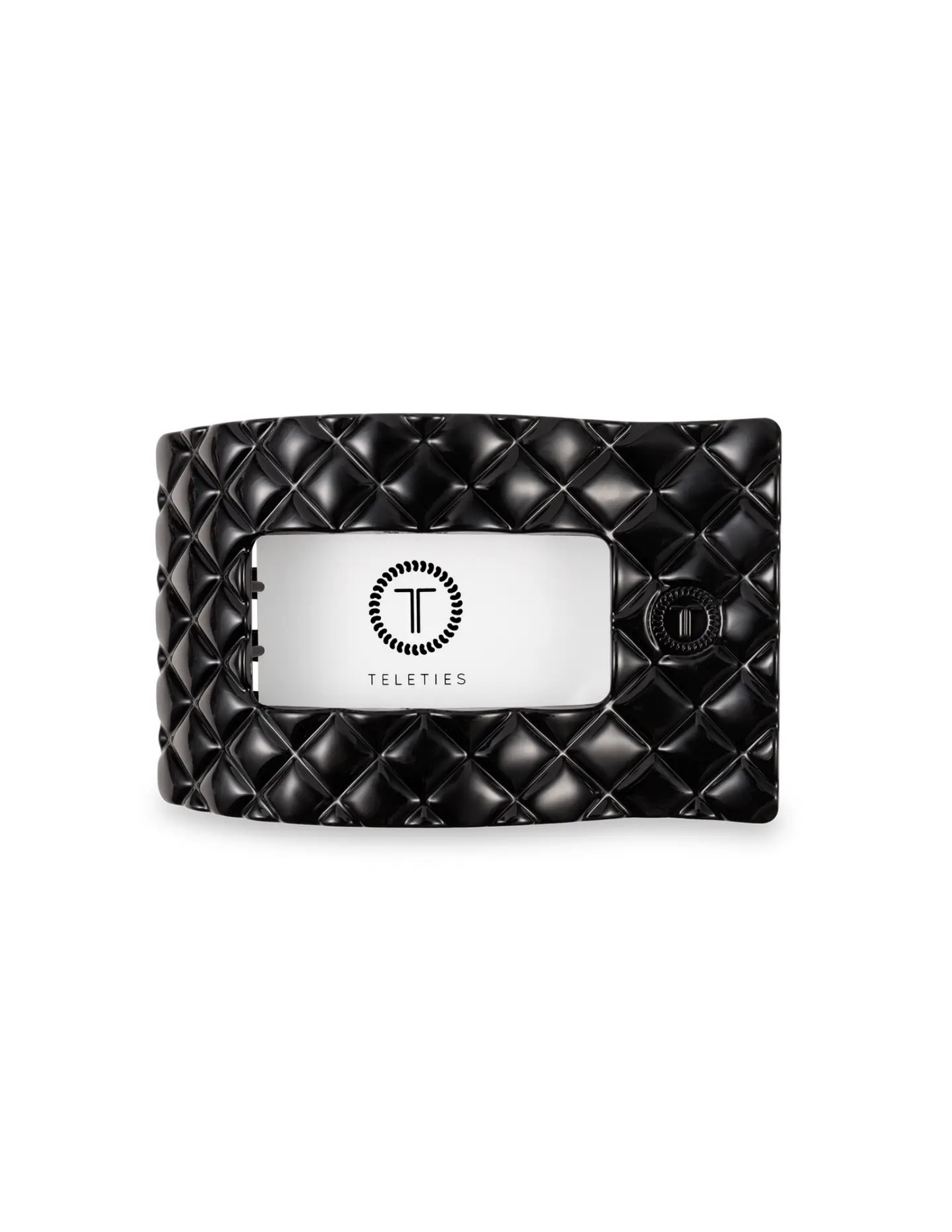 Flat Rectangle Hair Clip - Jet Black Quilted - Medium
