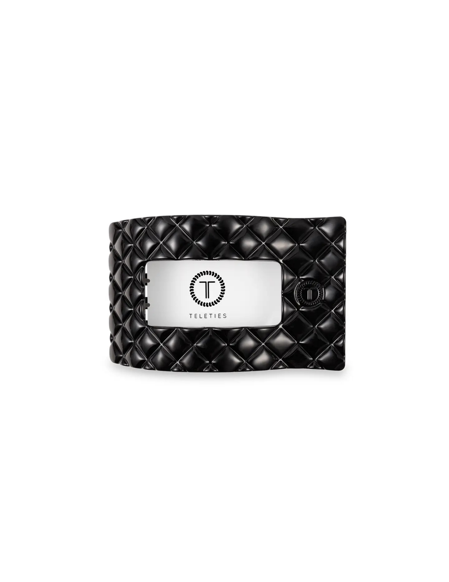 Flat Rectangle Hair Clip - Jet Black Quilted - Small