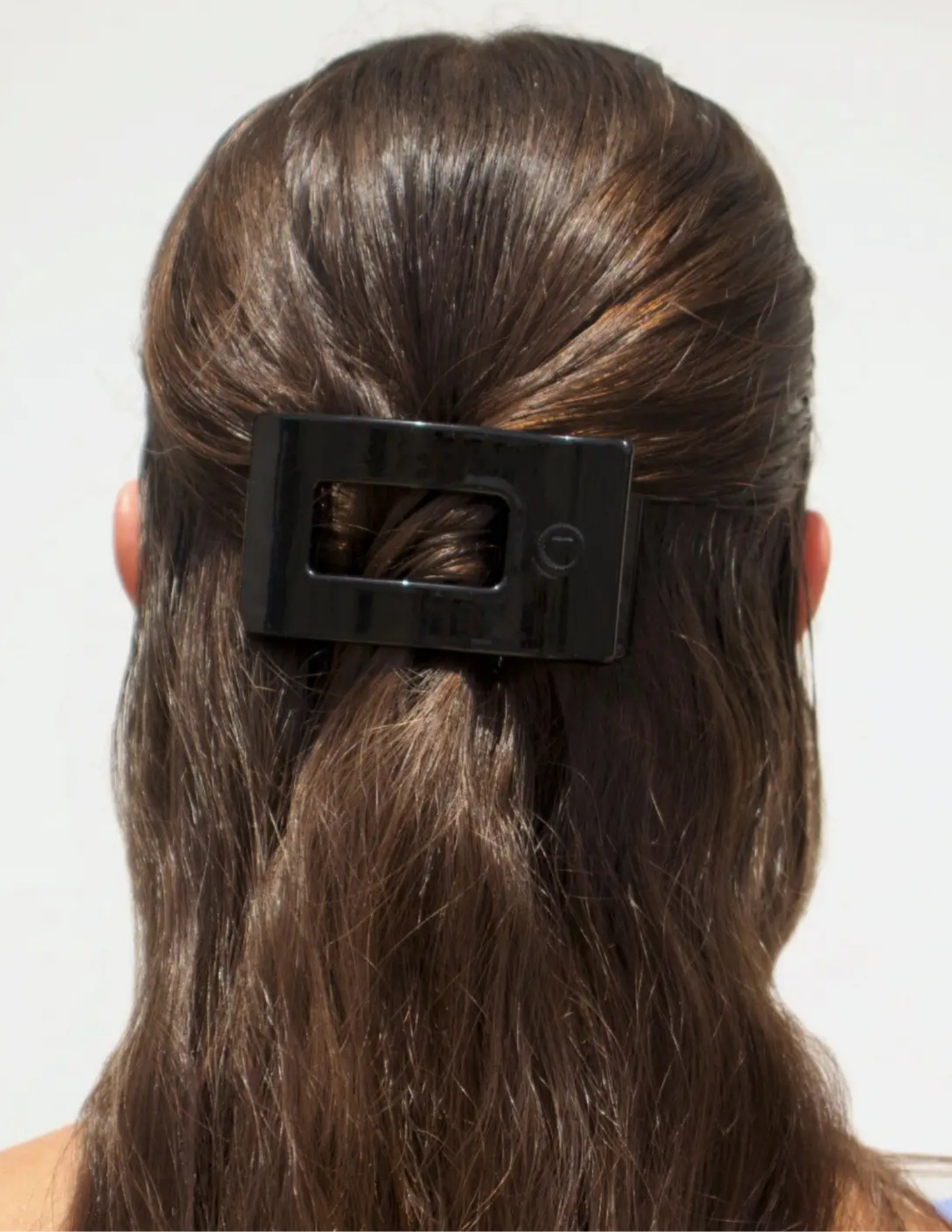 Flat Rectangle Hair Clip - Jet Black - Small