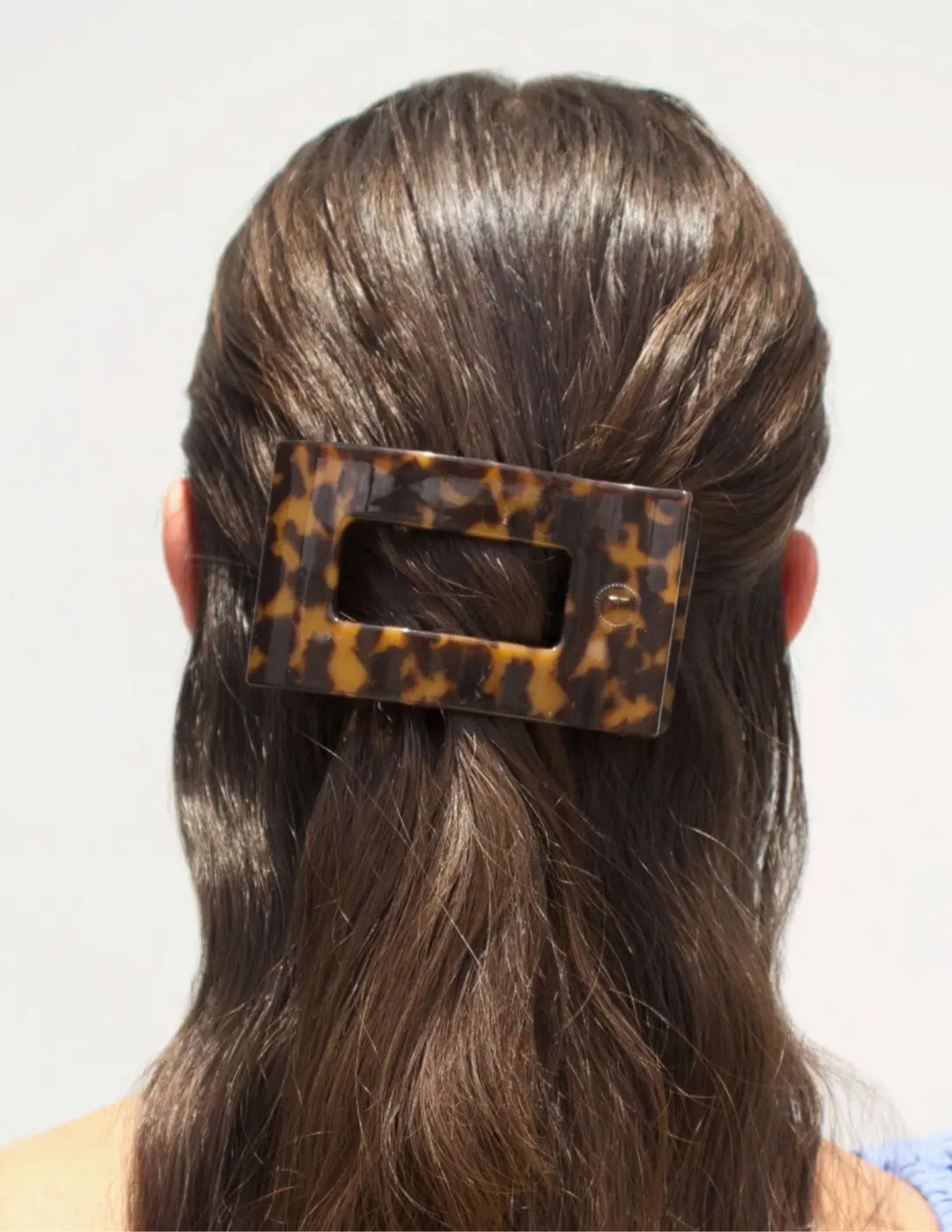 Flat Rectangle Hair Clip - Tortoise - Medium - Tres Chic Boutique