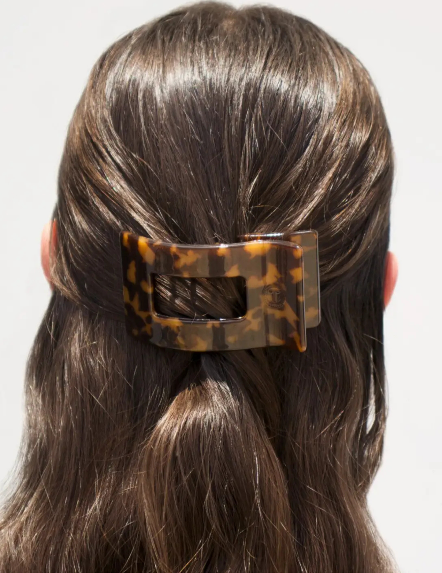 Flat Rectangle Hair Clip - Tortoise - Small