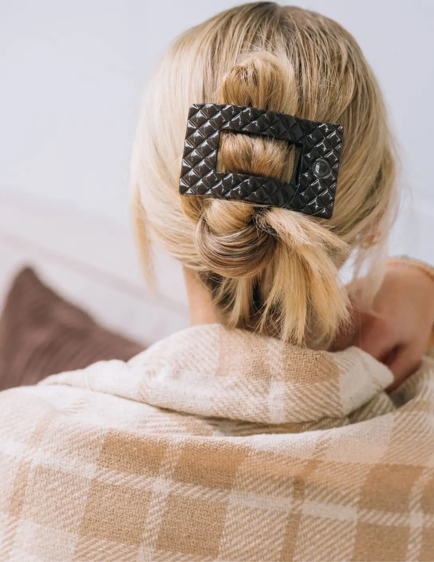 Flat Rectangle Hair Clip - Truly Taupe Quilted - Medium