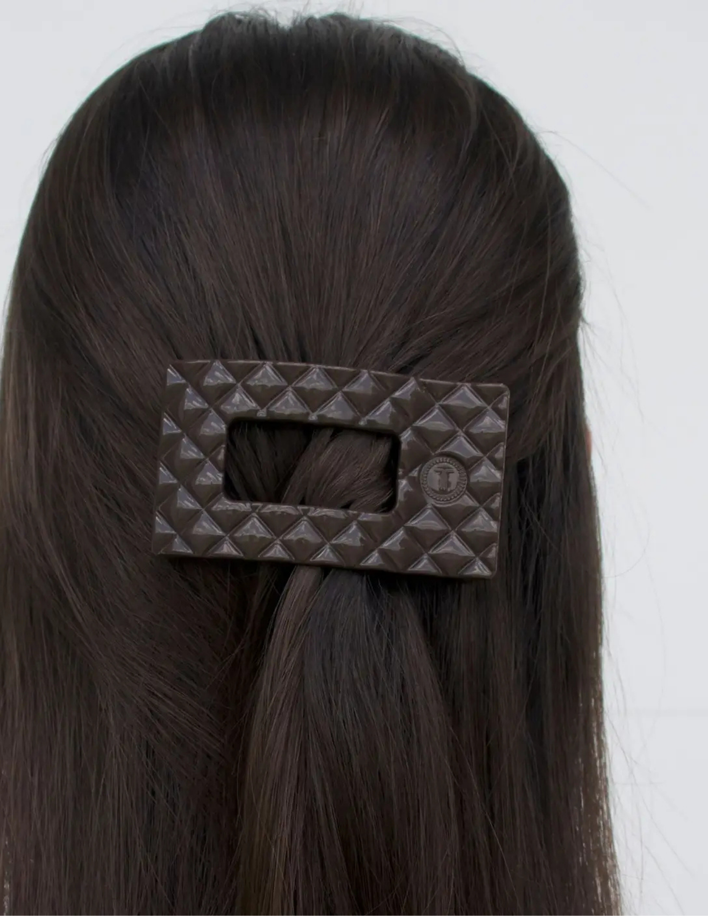 Flat Rectangle Hair Clip - Truly Taupe Quilted - Small