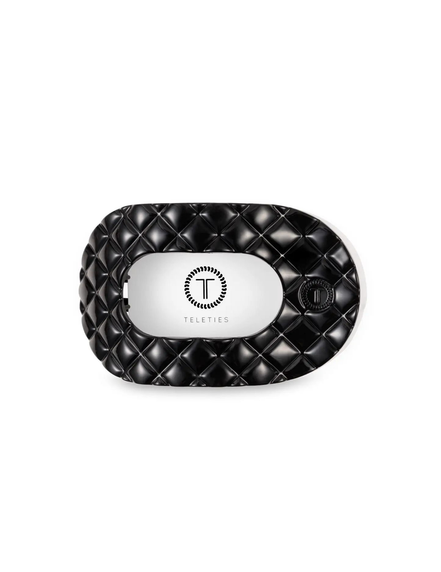 Flat Round Hair Clip - Jet Black Quilted- Medium