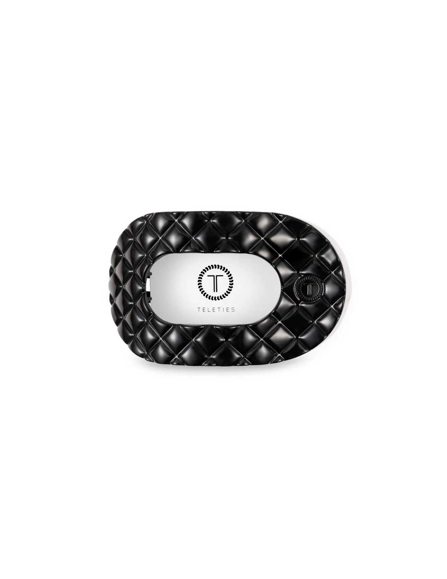 Flat Round Hair Clip - Jet Black Quilted- Small