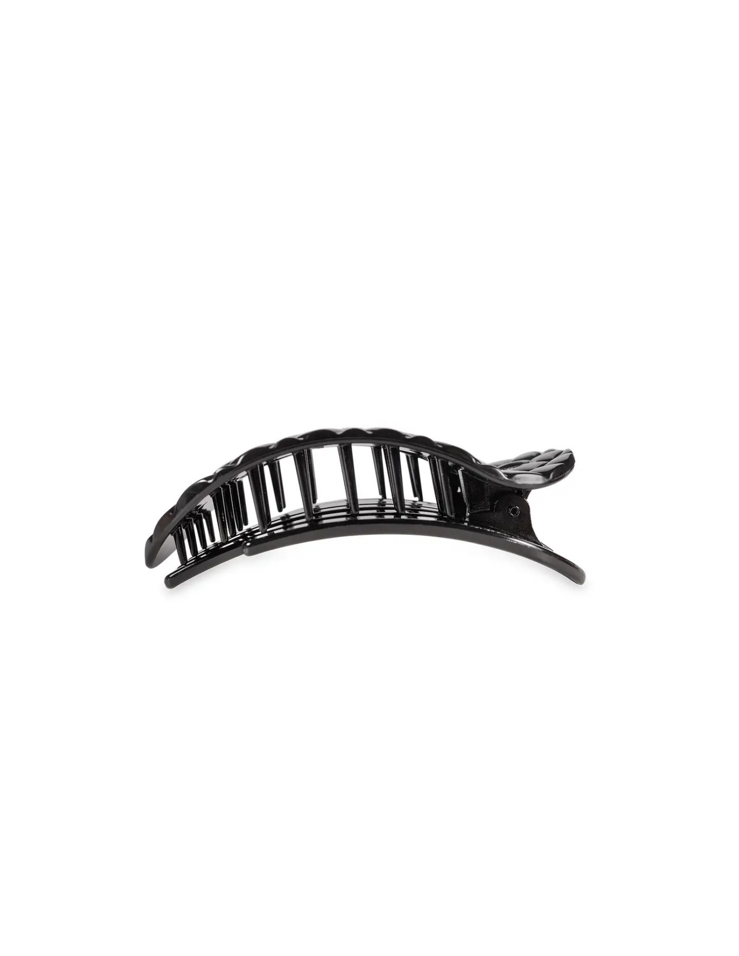 Flat Round Hair Clip - Jet Black Quilted- Small