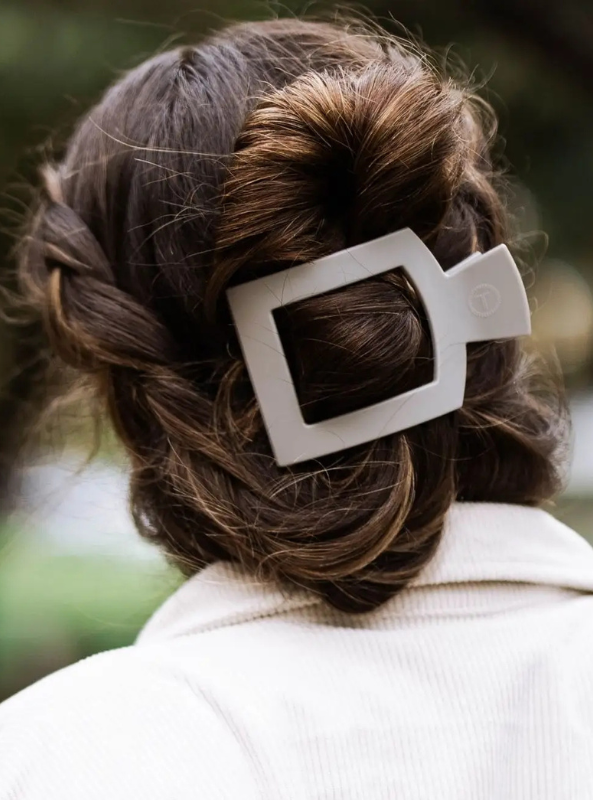 Silver Flames Large Flat Square Hair Clip - Tres Chic Boutique