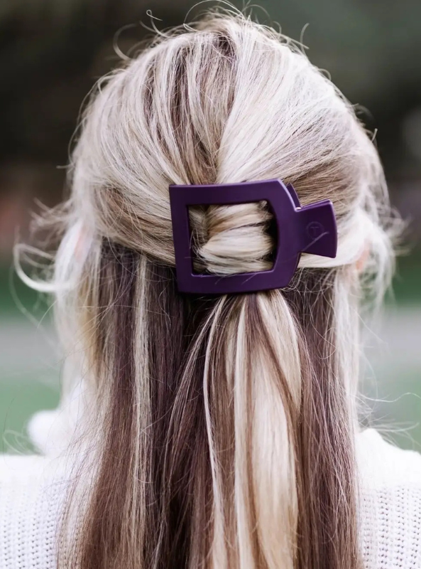 Burgundy Bliss Medium Flat Square Hair Clip - Tres Chic Boutique