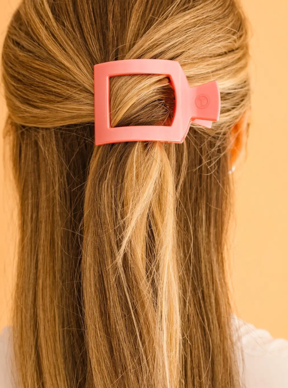 Calming Coral Small Flat Square Hair Clip - Tres Chic Boutique