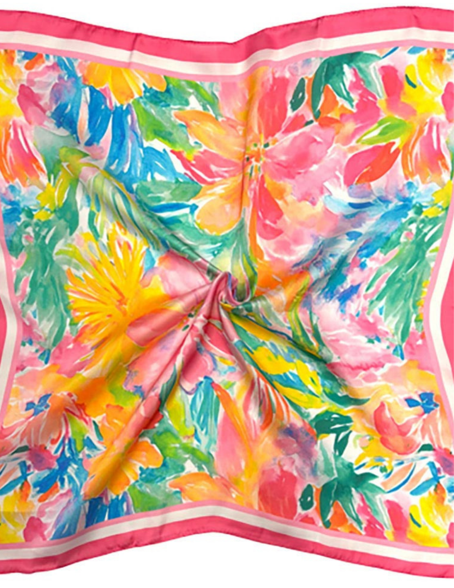 Tropical Watercolor Floral Print Square Bandana Scarf