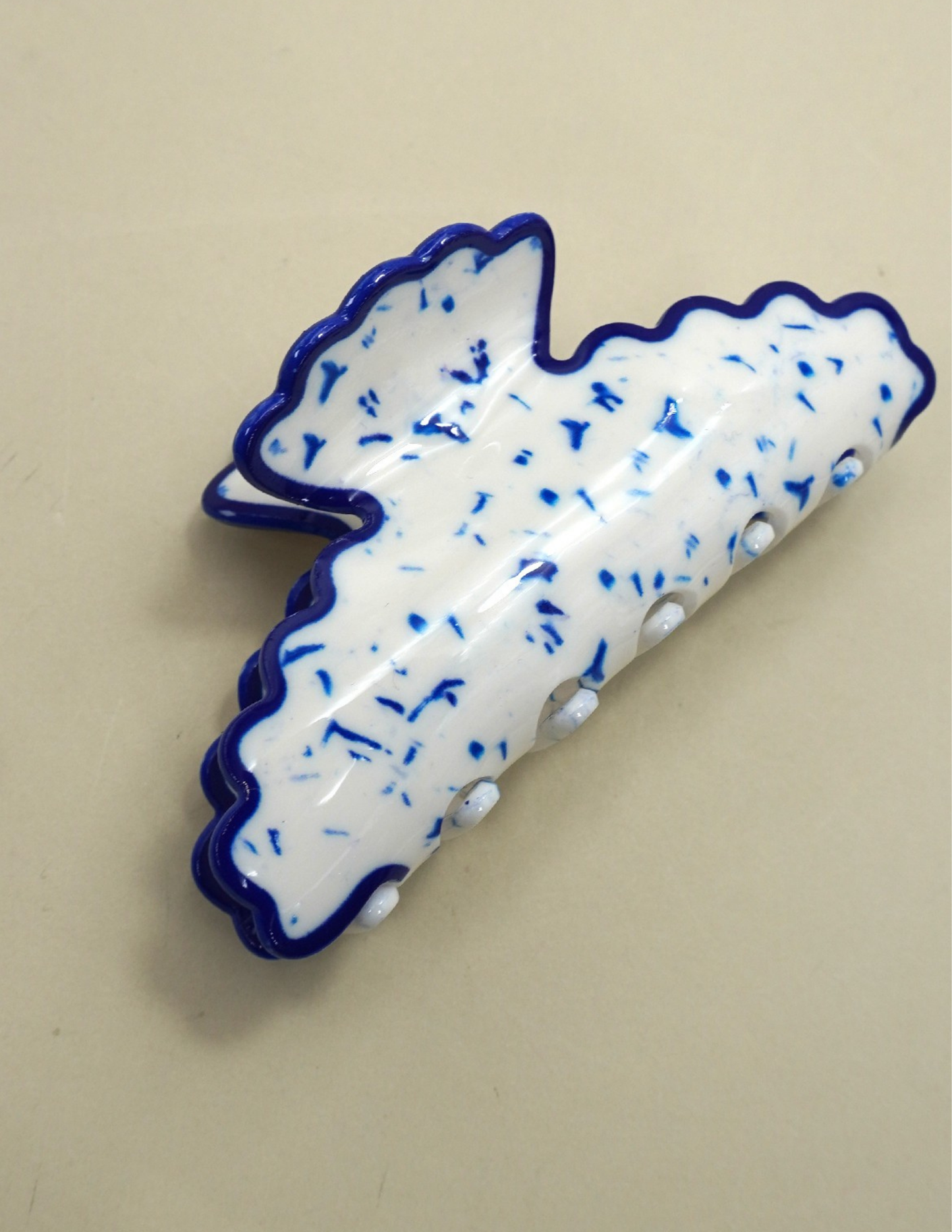Vintage Porcelain Style Half Moon Hair Claw Clips