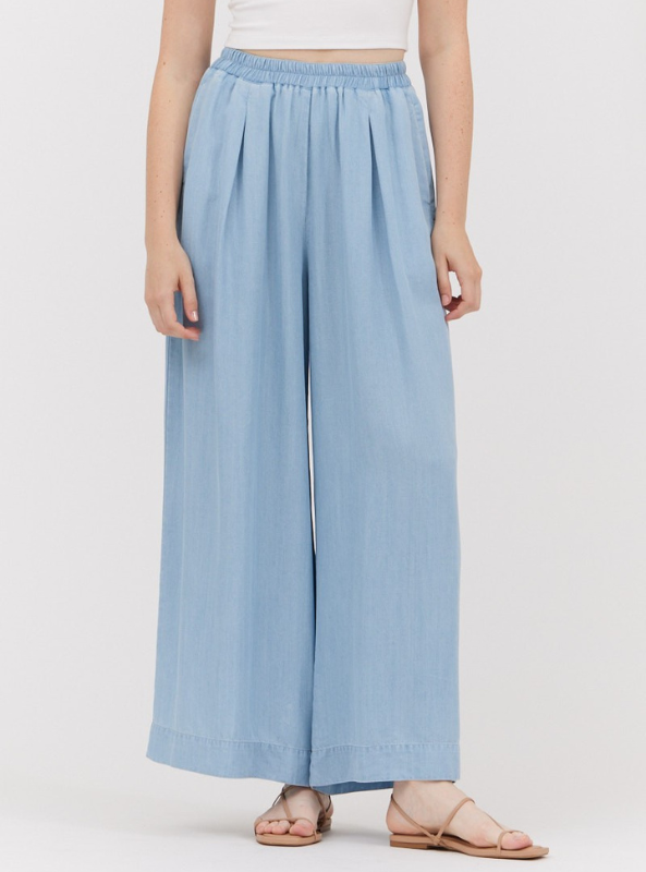 Chambray Pants- Light Wash - Tres Chic Boutique