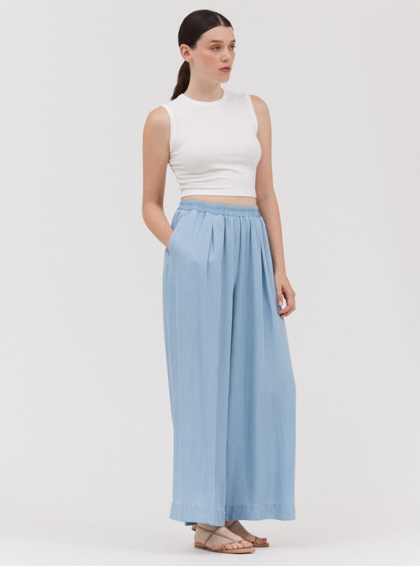 Chambray Pants- Light Wash - Tres Chic Boutique