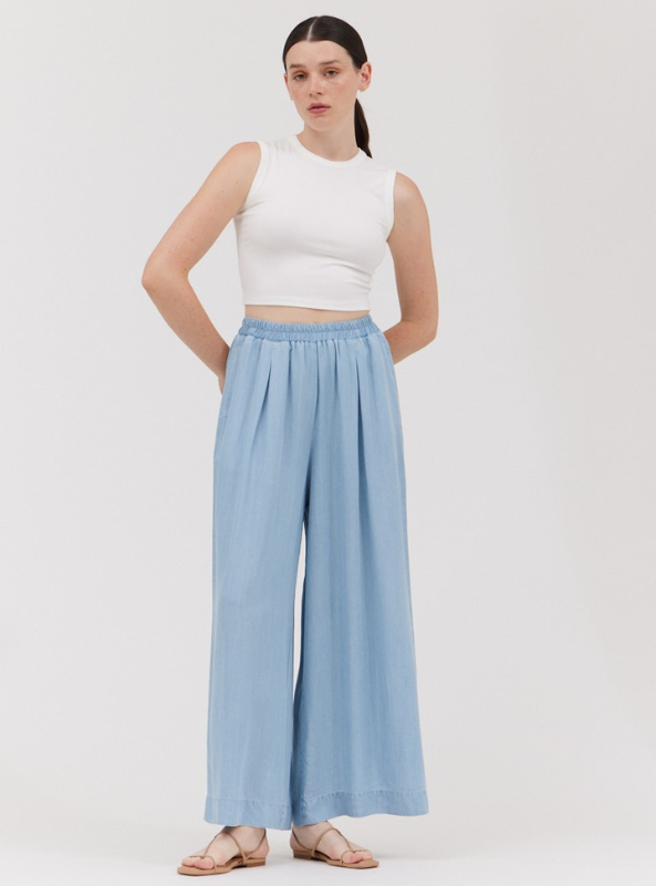 Chambray Pants- Light Wash - Tres Chic Boutique