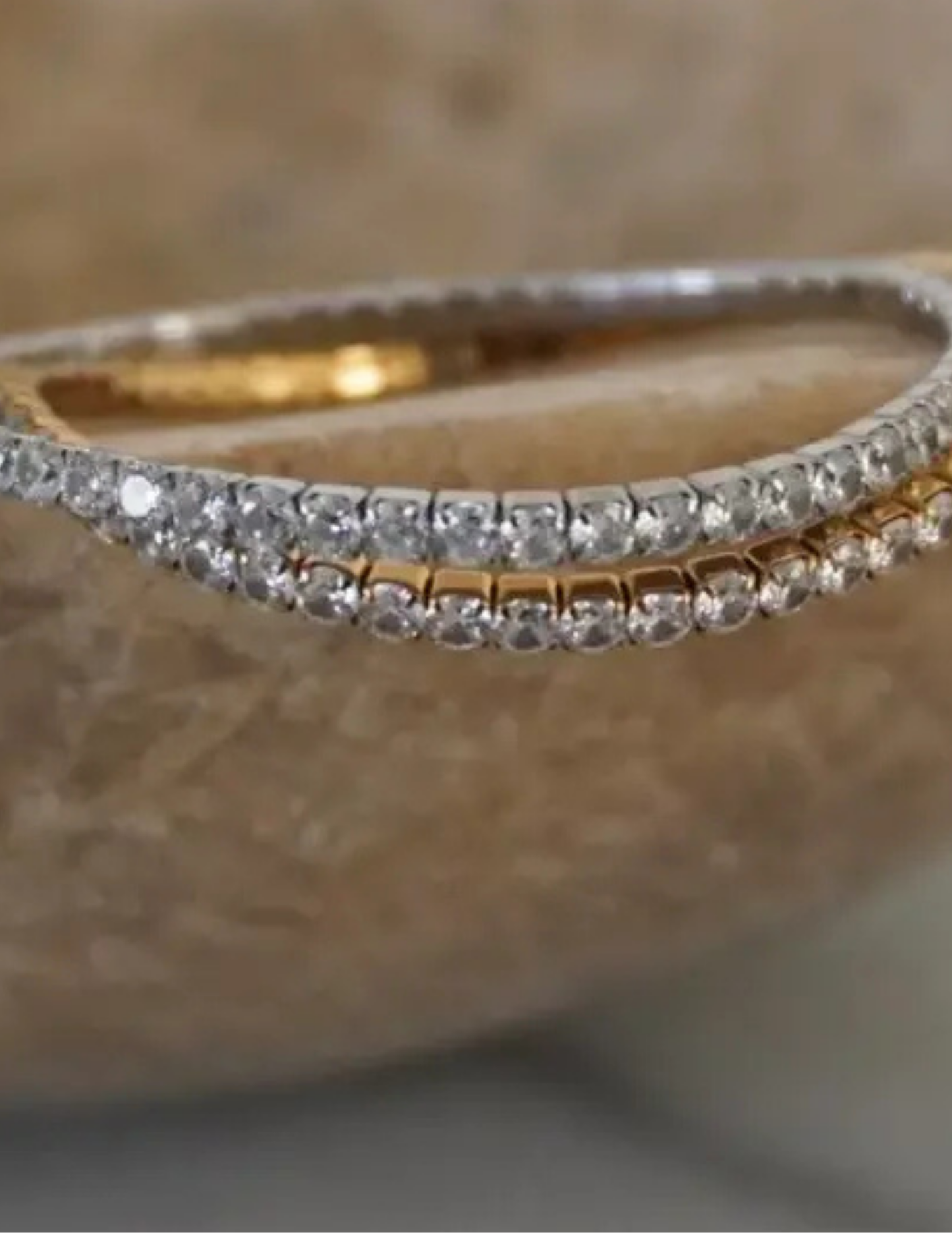 Stretchy Tennis Bracelet- Gold - Tres Chic Boutique