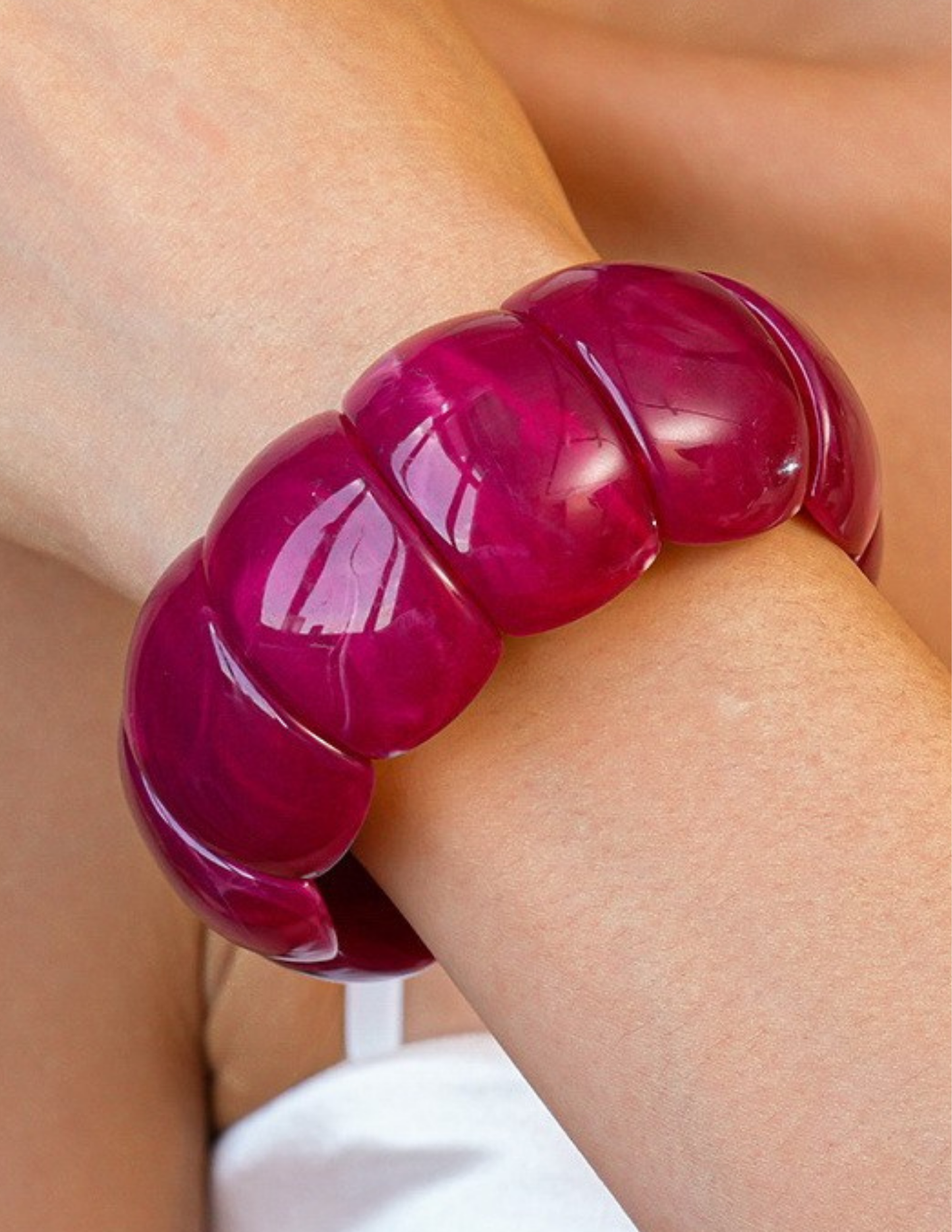 Color-Block Acrylic Stretch Cord Bracelet