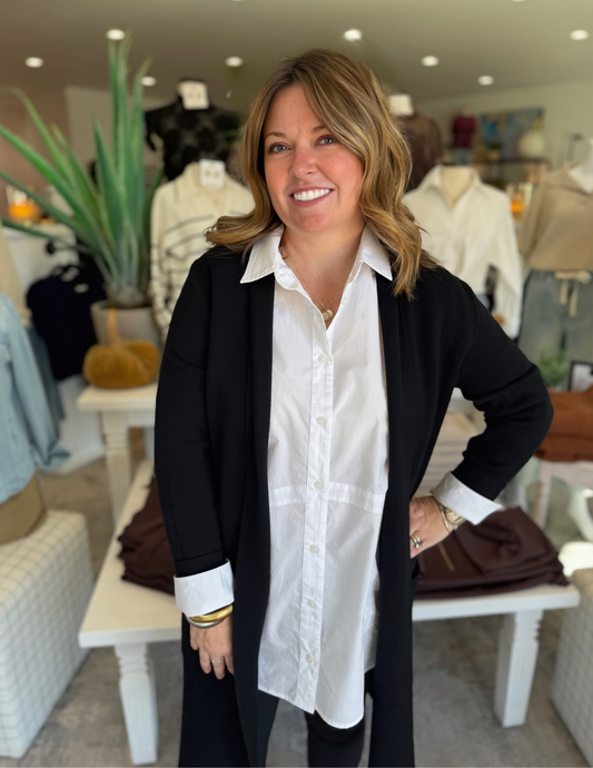 Open Knit Cardigan- Black
