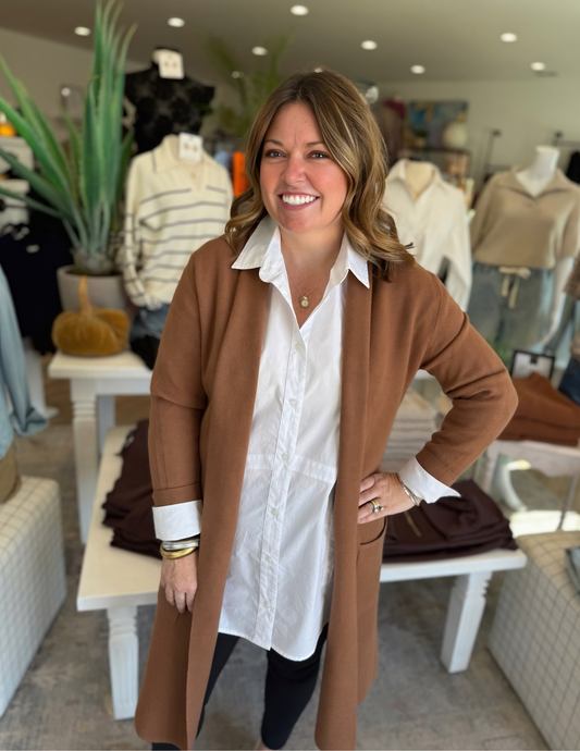 Open Knit Cardigan- Camel