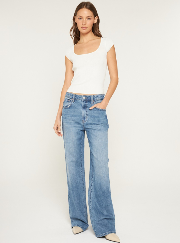 Super High Rise Wide Leg- Penn Blue - Tres Chic Boutique