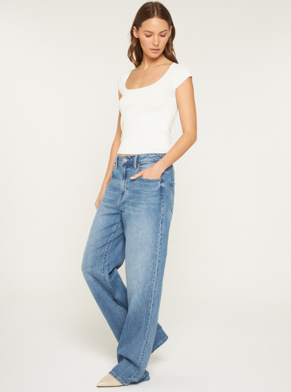 Super High Rise Wide Leg- Penn Blue - Tres Chic Boutique