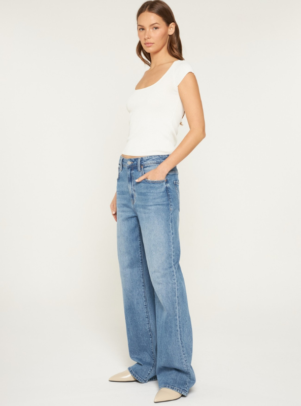 Super High Rise Wide Leg- Penn Blue - Tres Chic Boutique