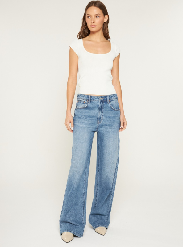 Super High Rise Wide Leg- Penn Blue