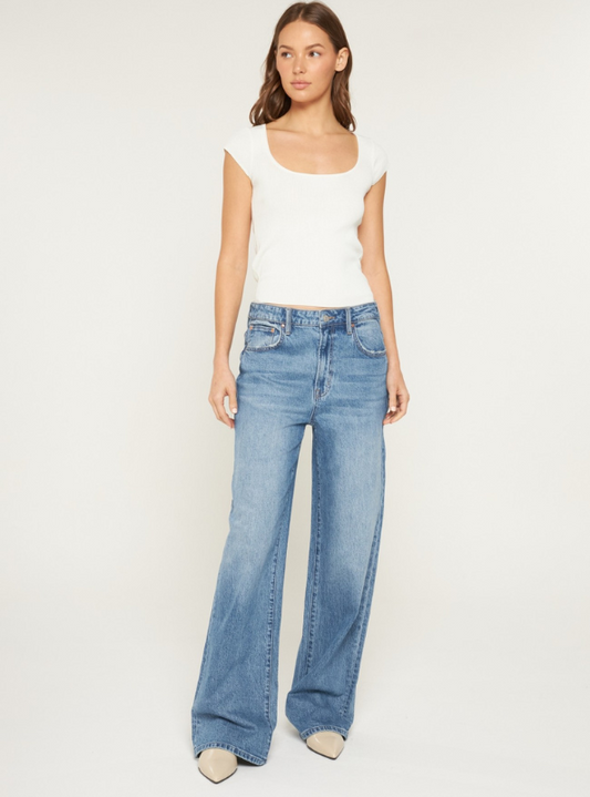 Super High Rise Wide Leg- Penn Blue - Tres Chic Boutique
