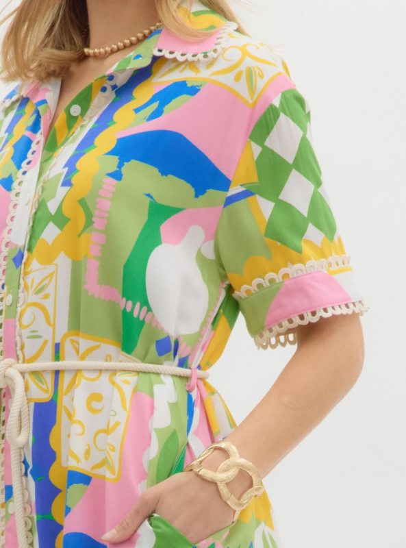 Abstract Mini Shirt Dress - Tres Chic Boutique