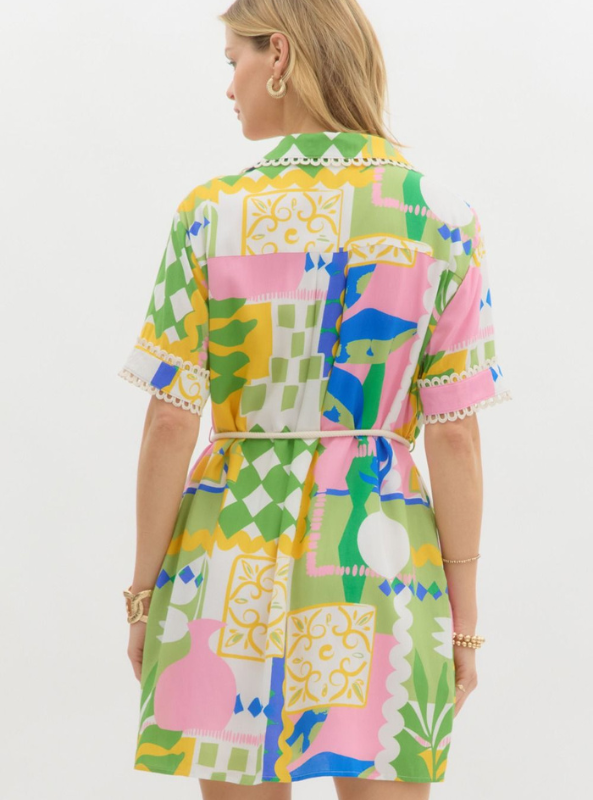 Abstract Mini Shirt Dress - Tres Chic Boutique