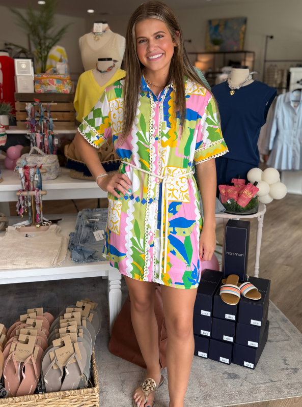 Abstract Mini Shirt Dress - Tres Chic Boutique