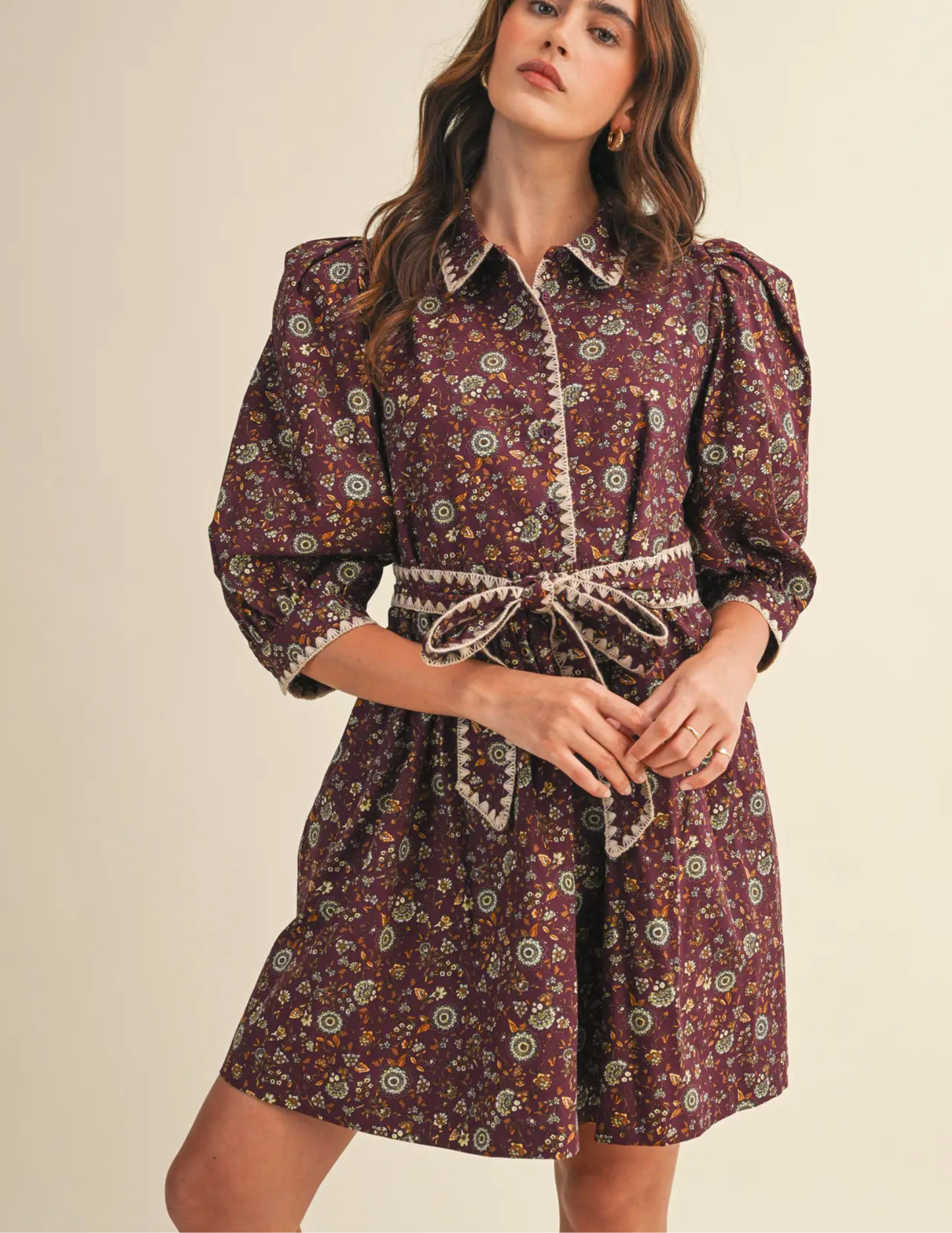 Floral Mini Dress- Plum - Tres Chic Boutique