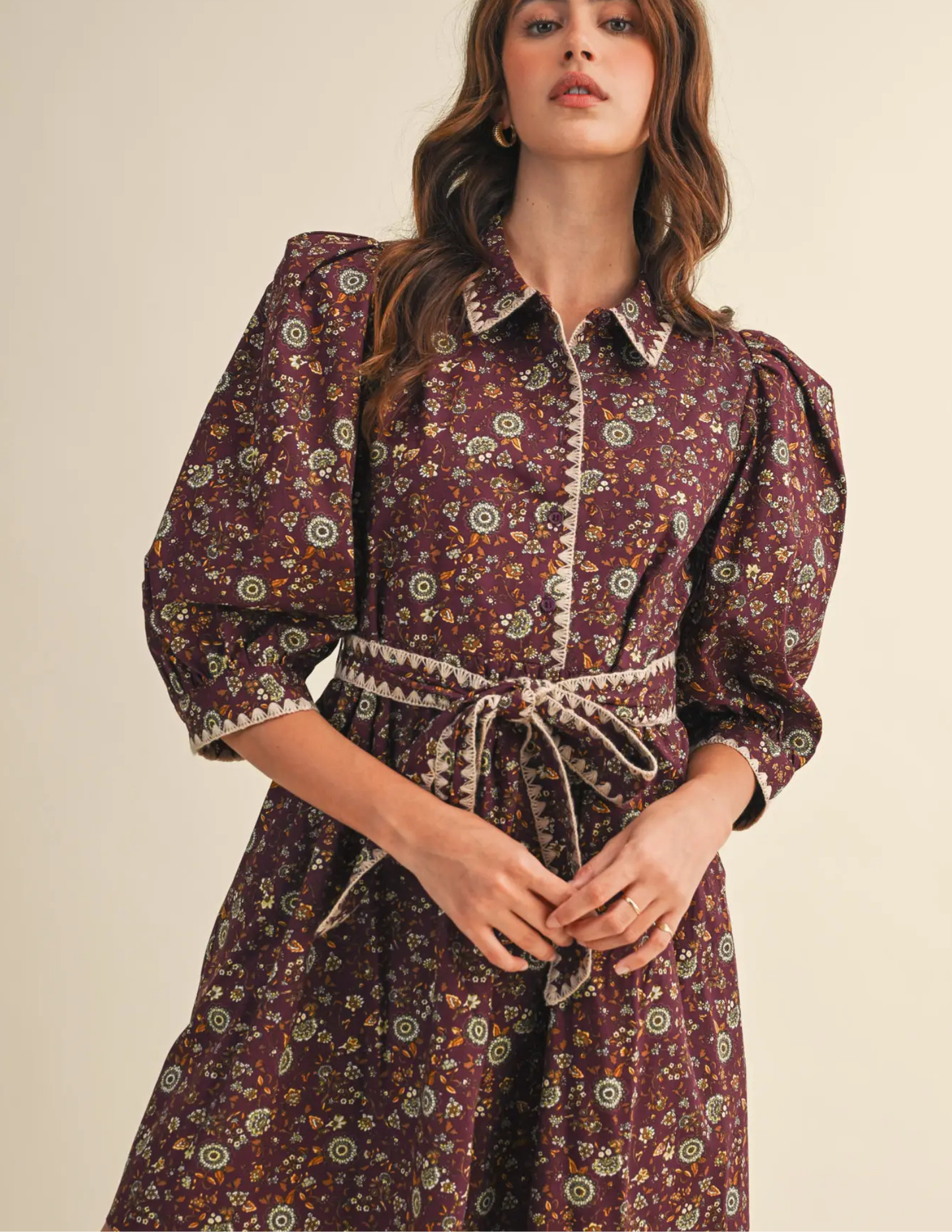 Floral Mini Dress- Plum - Tres Chic Boutique