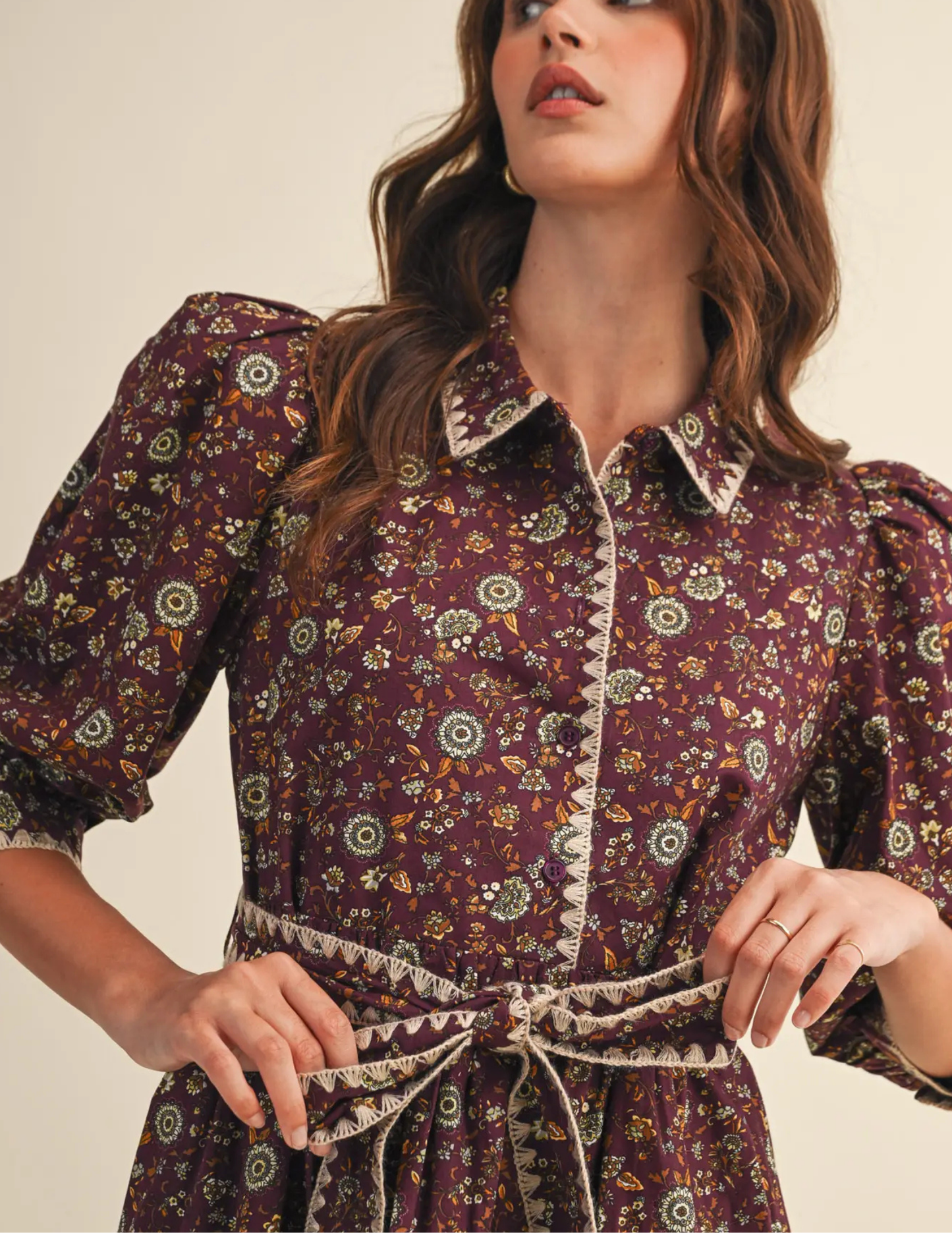 Floral Mini Dress- Plum - Tres Chic Boutique